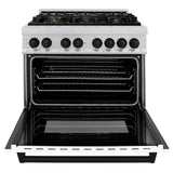 ZLINE Autograph Edition 36" 4.6 cu. ft. Dual Fuel Range with Gas Stove and Electric Oven in DuraSnow Stainless Steel with White Matte Door and Accents (RASZ-WM-36) [Color: Matte Black]