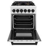 ZLINE Autograph Edition 24 in. 2.8 cu. ft. Dual Fuel Range with Gas Stove and Electric Oven in Stainless Steel with Accents (RAZ-24) [Color: Matte Black Accents]