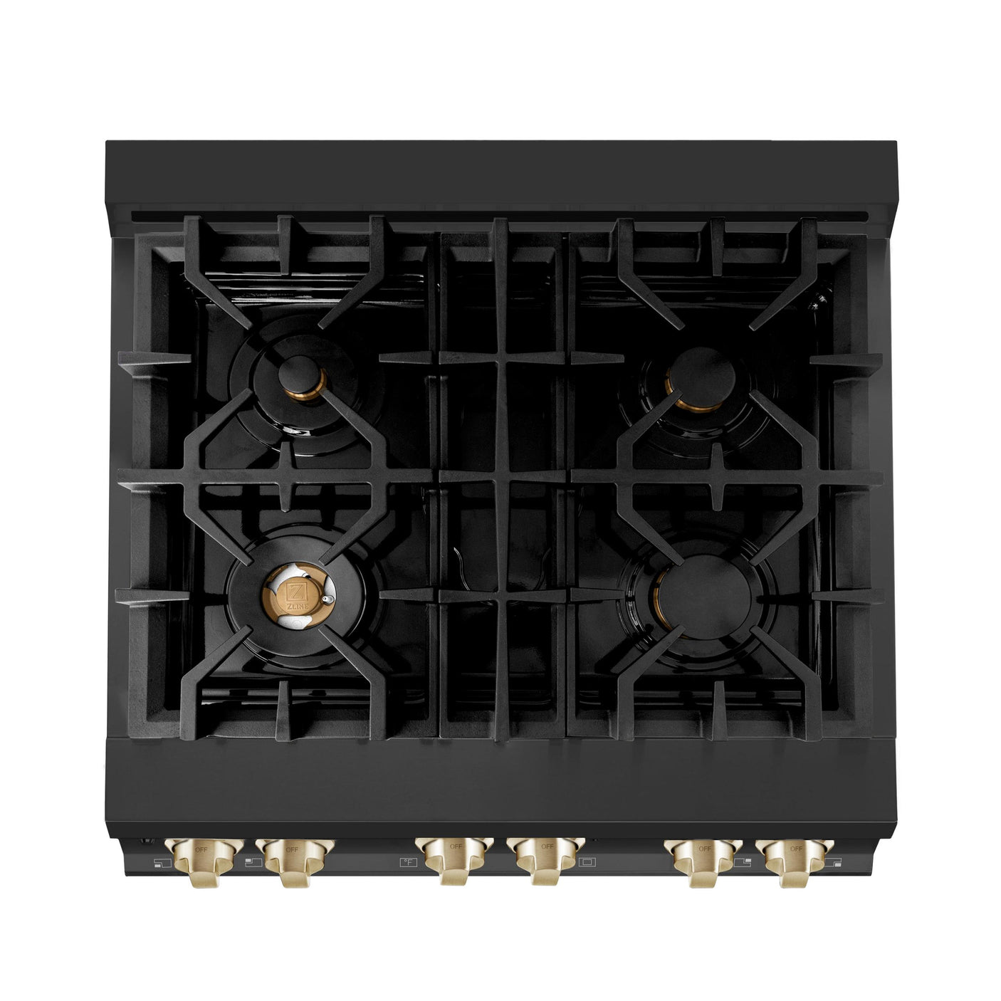 ZLINE Autograph Edition 30" 4.0 cu. ft. Dual Fuel Range with Gas Stove and Electric Oven in Black Stainless Steel with Accents (RABZ-30) [Color: Gold]