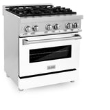 ZLINE 30 in. Dual Fuel Range with Gas Stove and Electric Oven in Stainless Steel (RA30) [Color: White Matte]