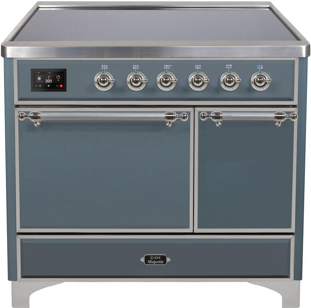 Majestic II 40 Inch Electric Freestanding Range in Blue Grey with Chrome Trim