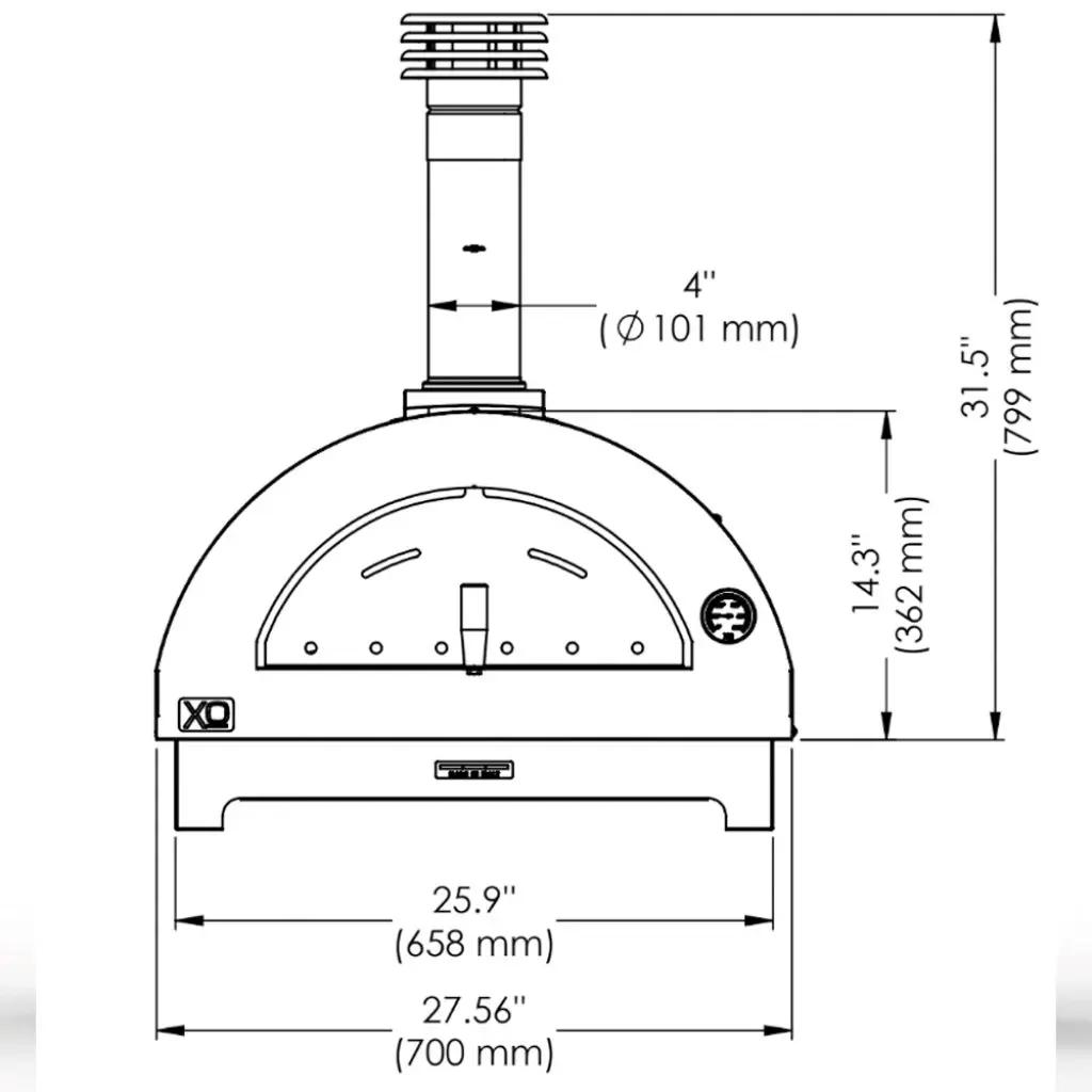 Tabletop 24" x 16" Wood Fired Pizza Oven SS