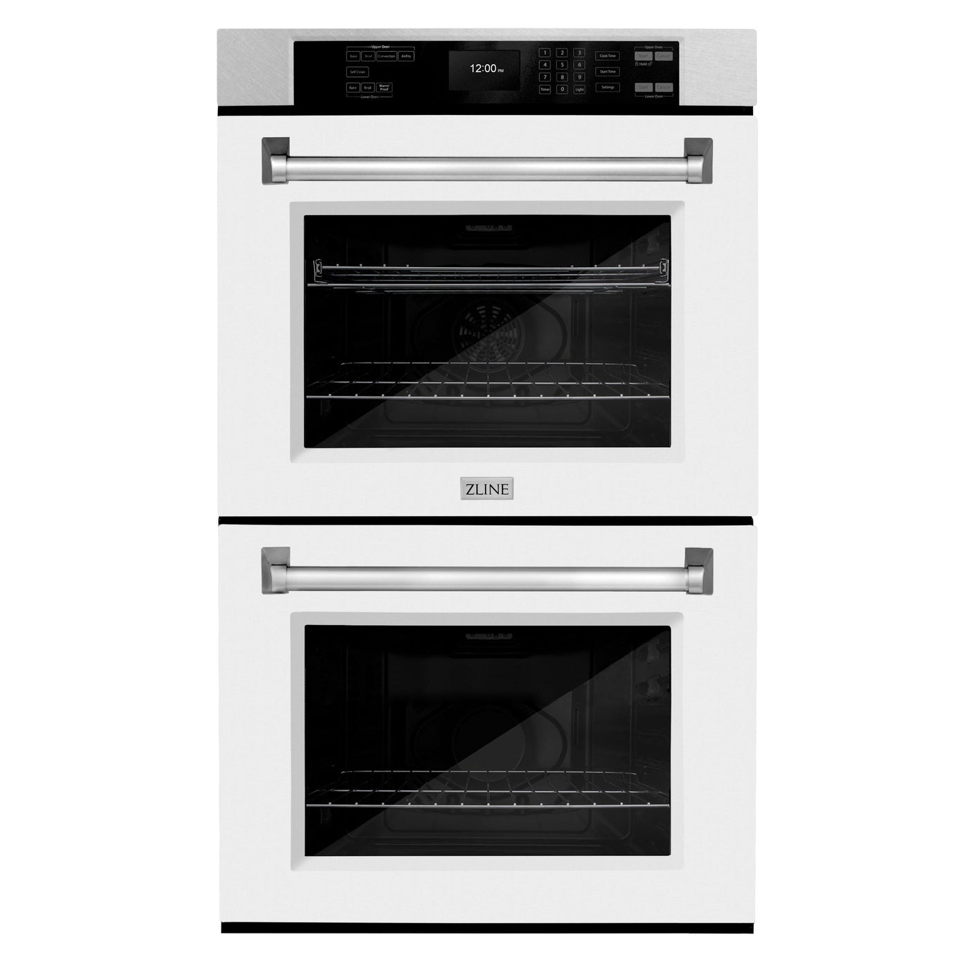 ZLINE 30 in. Professional True Convection Double Wall Oven with Air Fry and Self Clean in DuraSnow' Stainless Steel with White Matte Doors (WADS-WM-30)