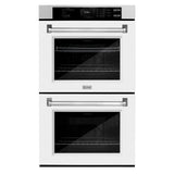 ZLINE 30 in. Professional True Convection Double Wall Oven with Air Fry and Self Clean in DuraSnow' Stainless Steel with White Matte Doors (WADS-WM-30)