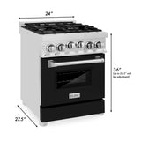 ZLINE 24 in. 2.8 cu. ft. Range with Gas Stove and Gas Oven in Stainless Steel (RG24) [Color: Black Matte]