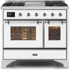 Majestic II 40 Inch Dual Fuel Natural Gas Freestanding Range in White with Chrome Trim