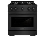 ZLINE 30 in. 4.2 cu. ft. Select Dual Fuel Range with 4 Burner Gas Cooktop and Electric Convection Oven in Black Stainless Steel (HDRB-30)