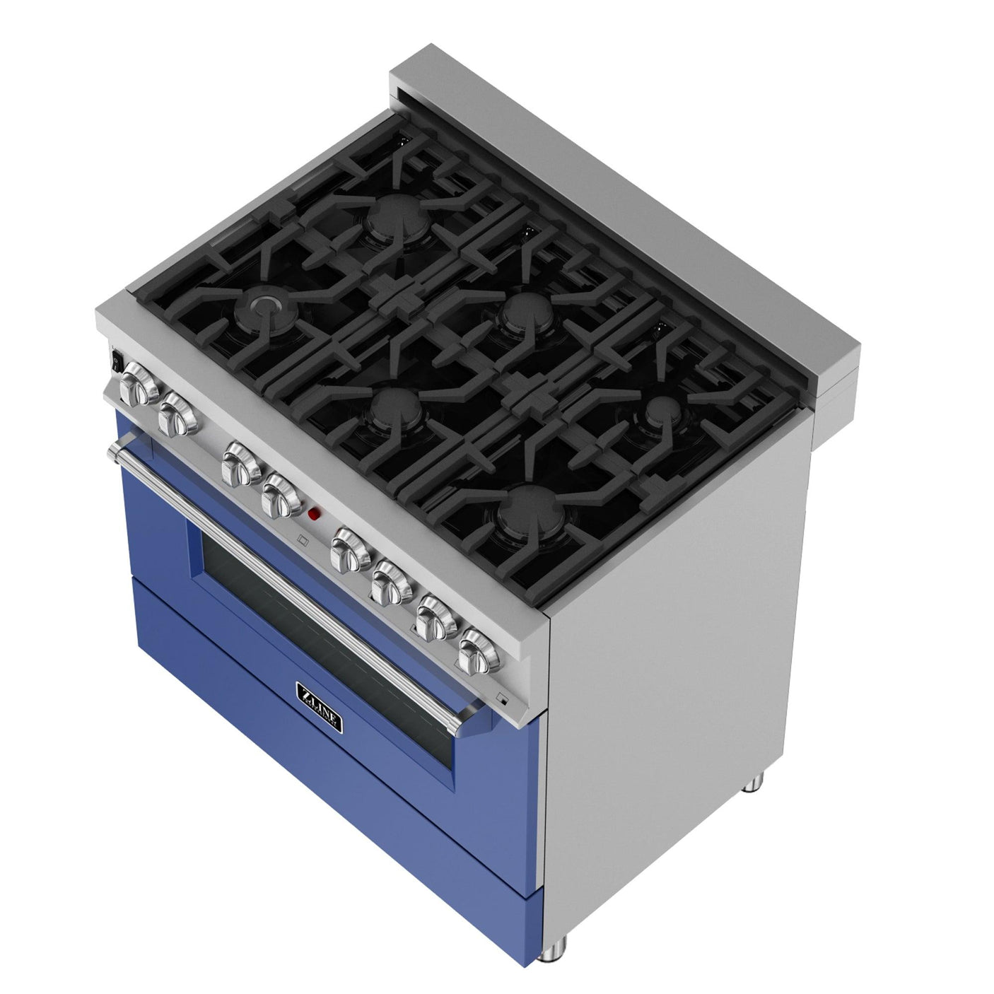 ZLINE 36 in. Professional Dual Fuel Range in DuraSnow Stainless Steel with Color Door Finishes (RAS-SN-36) [Color: Blue Matte]