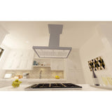 ZLINE 30 in. Convertible Vent Wooden Island Mount Range Hood in Gray (KBiUU)