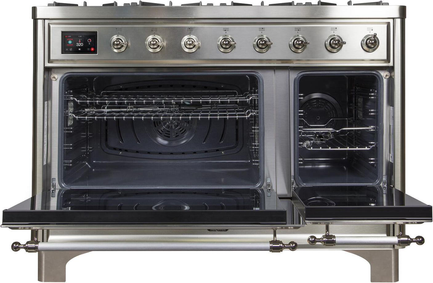 Majestic II 48 Inch Dual Fuel Liquid Propane Freestanding Range in Stainless Steel with Chrome Trim