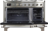 Majestic II 48 Inch Dual Fuel Liquid Propane Freestanding Range in Stainless Steel with Chrome Trim