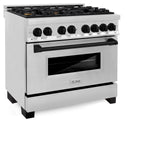 ZLINE Autograph Edition 36" 4.6 cu. ft. Dual Fuel Range with Gas Stove and Electric Oven in Stainless Steel with Accents (RAZ-36) [Color: Matte Black]