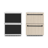 ZLINE Autograph Edition 24 in. Touchstone 168 Can Outdoor-Rated Dual Refrigerator Drawer with Panel-Ready Doors and Matte Black Handles (RDSPOZ-24-MB)