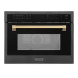 ZLINE Autograph Edition 24" 1.6 cu ft. Built-in Convection Microwave Oven in Black Stainless Steel and Champagne Bronze Accents (MWOZ-24-BS-CB)