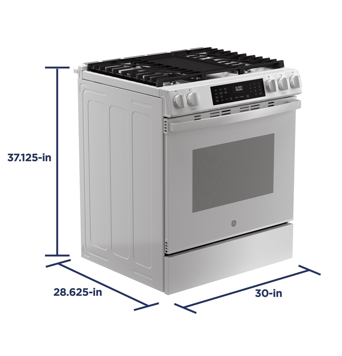 GE® 30" Slide-In Front-Control Convection Gas Range with No Preheat Air Fry and EasyWash™ Oven Tray