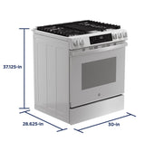 GE® 30" Slide-In Front-Control Convection Gas Range with No Preheat Air Fry and EasyWash™ Oven Tray