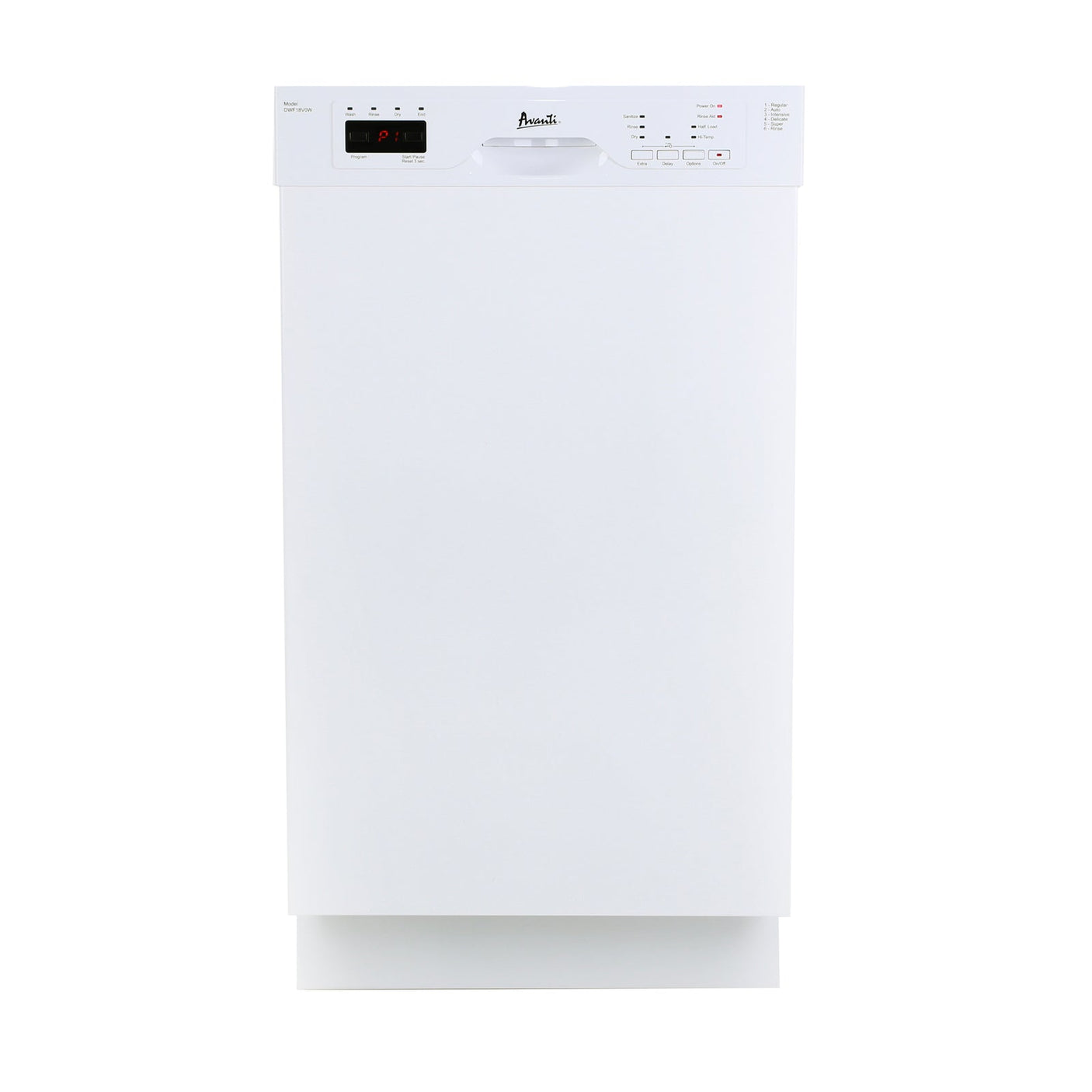 Avanti 18" Built In Dishwasher - White / 18"