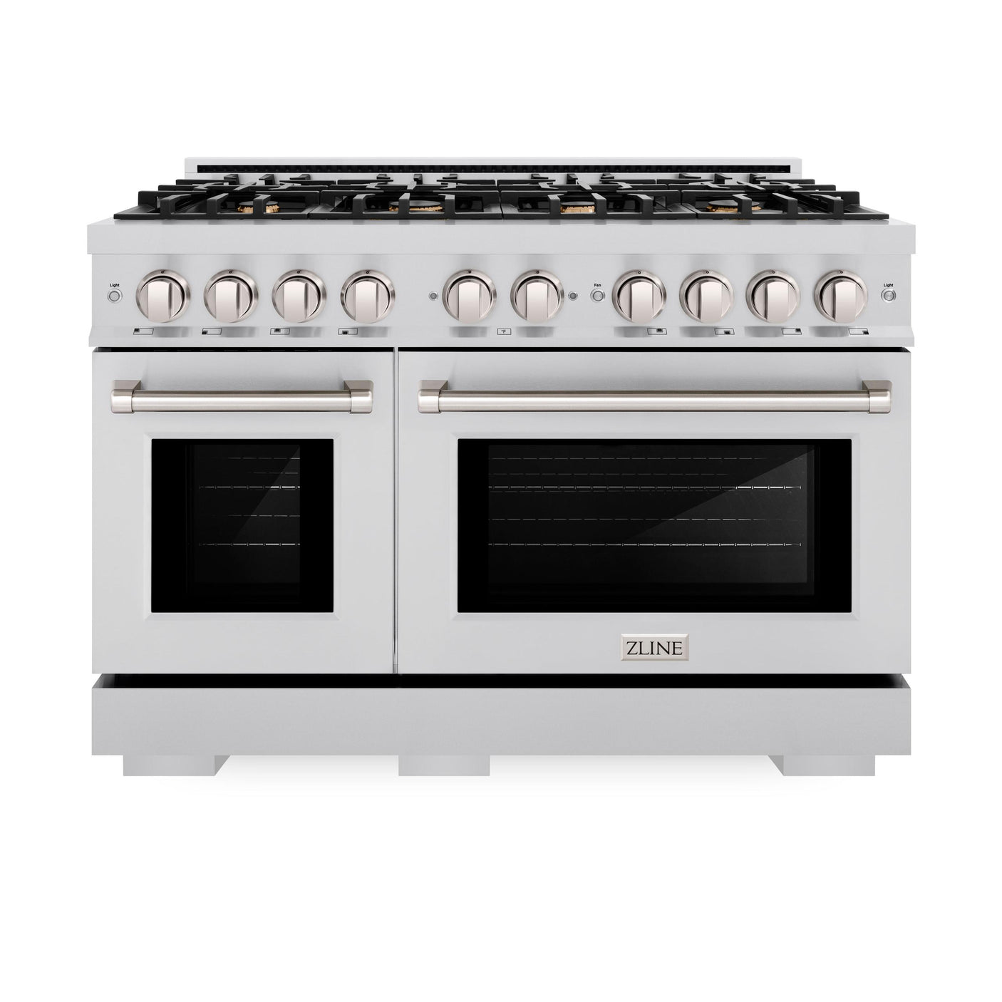 ZLINE 48 in. 6.7 cu. ft. Select Double Oven Gas Range in Stainless Steel with 8 Brass Burners (HGR-BR-48)