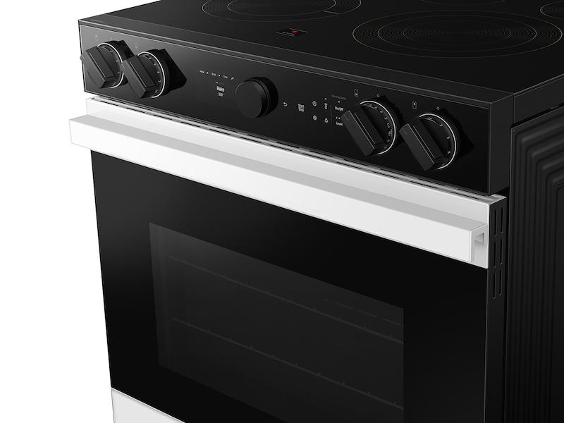 Bespoke 6.3 cu. ft. Smart Slide-In Electric Range with Smart Oven Camera & Illuminated Precision Knobs in White Glass