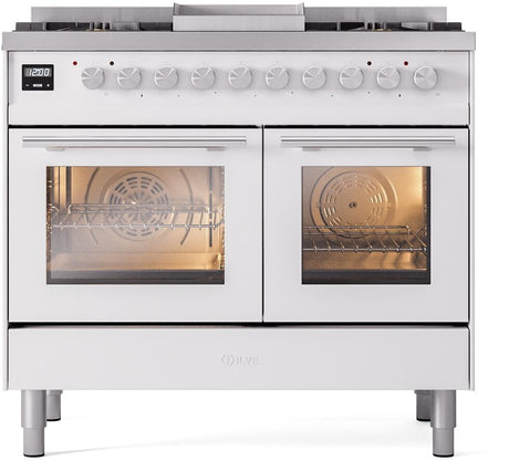 Professional Plus II 40 Inch Dual Fuel Liquid Propane Freestanding Range in White with Trim