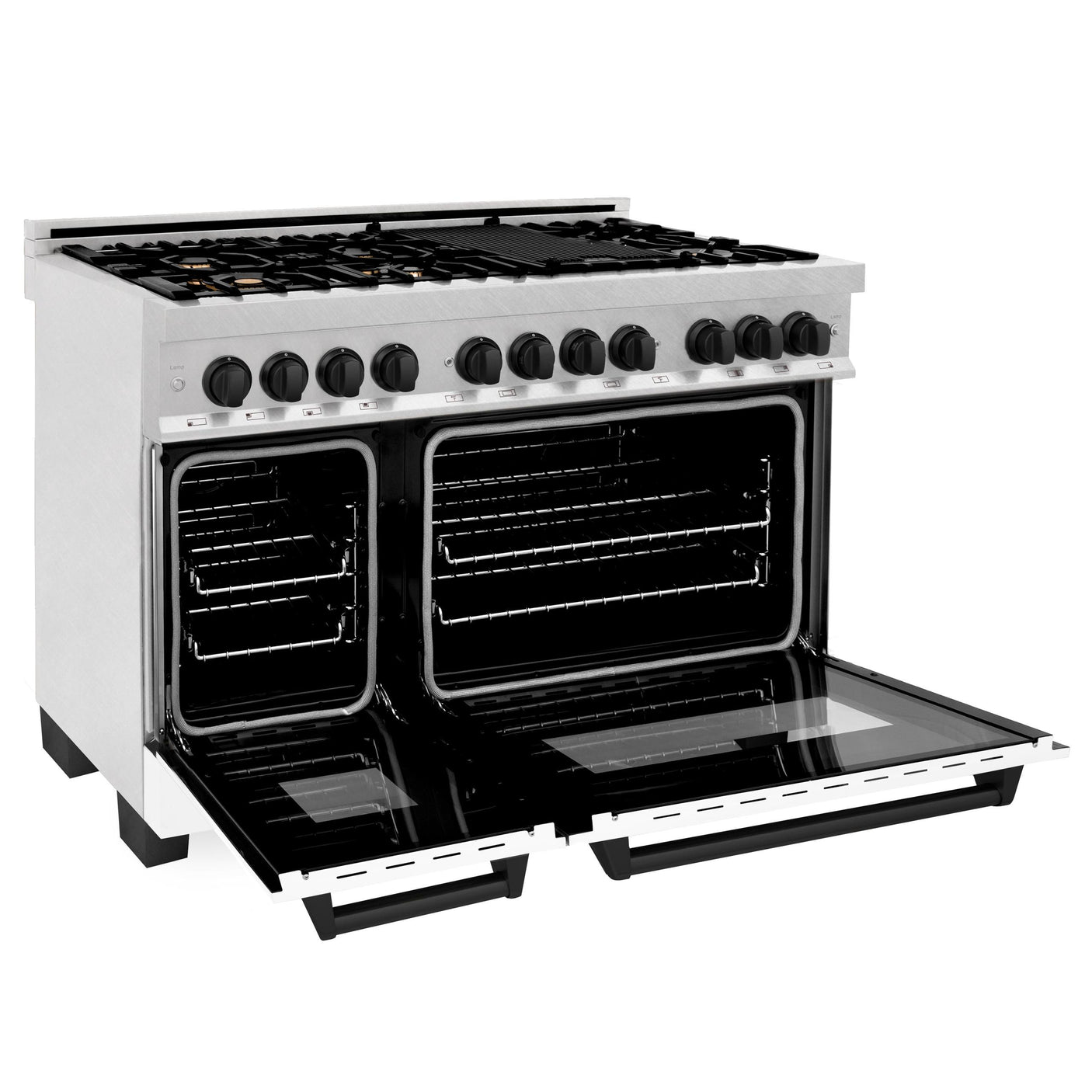 ZLINE Autograph Edition 48" 6.0 cu. ft. Dual Fuel Range with Gas Stove and Electric Oven in DuraSnow Stainless Steel with White Matte Door with Accents (RASZ-WM-48) [Color: Matte Black]