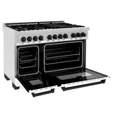 ZLINE Autograph Edition 48" 6.0 cu. ft. Dual Fuel Range with Gas Stove and Electric Oven in DuraSnow Stainless Steel with White Matte Door with Accents (RASZ-WM-48) [Color: Matte Black]