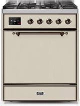 Majestic II 30 Inch Dual Fuel Natural Gas Freestanding Range in Antique White with Bronze Trim