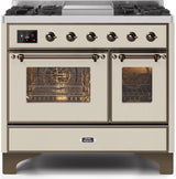 Majestic II 40 Inch Dual Fuel Natural Gas Freestanding Range in Antique White with Bronze Trim