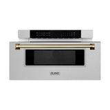 ZLINE Autograph Edition 30" 1.2 cu. ft. Built-In Microwave Drawer in DuraSnow Stainless Steel with Accents (MWDZ-30-SS) [Color: Champagne Bronze]