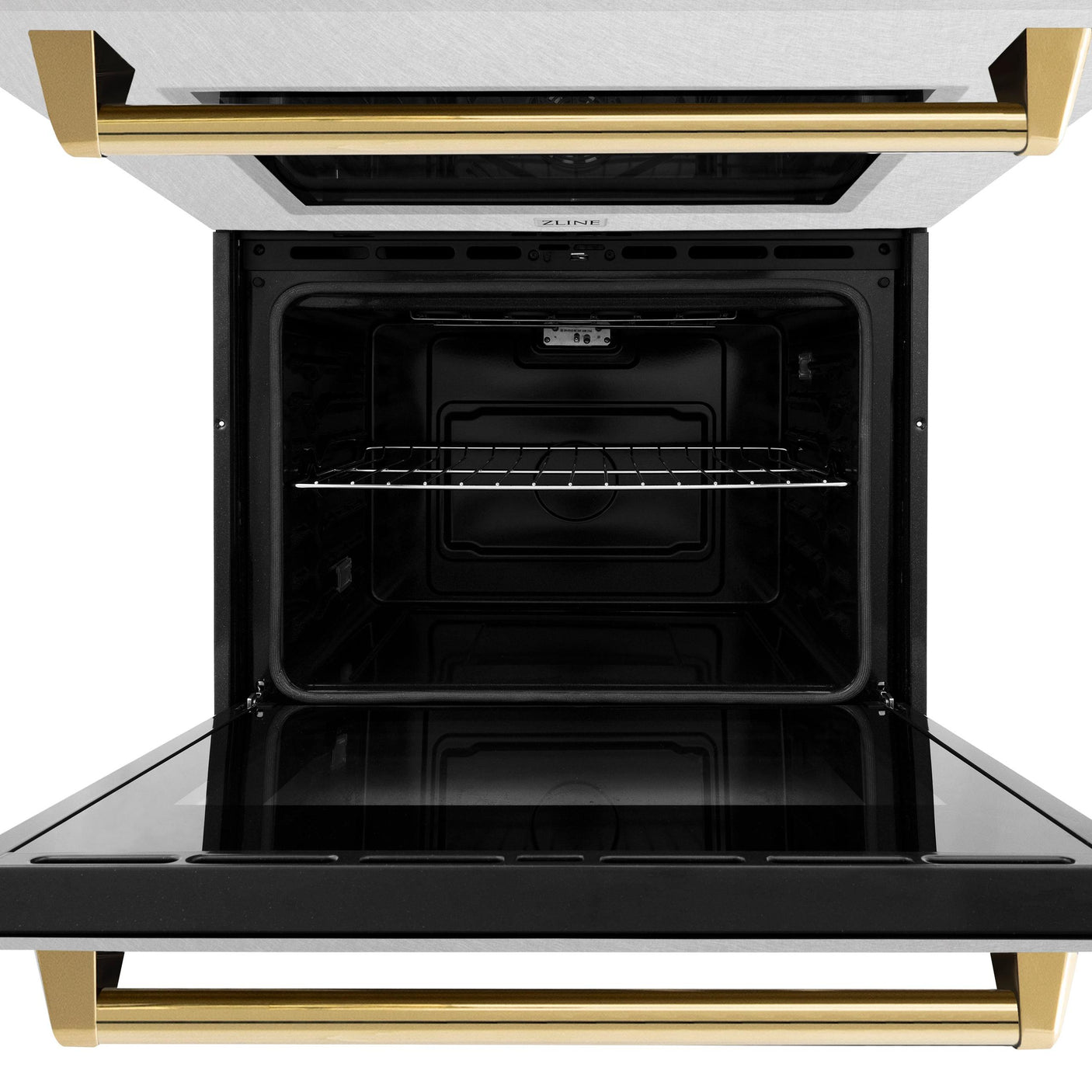 ZLINE 30 in. Autograph Edition Professional True Convection Double Wall Oven with Air Fry and Self Clean in DuraSnow' Stainless Steel with Polished Gold Handles (WADSZ-30-G)