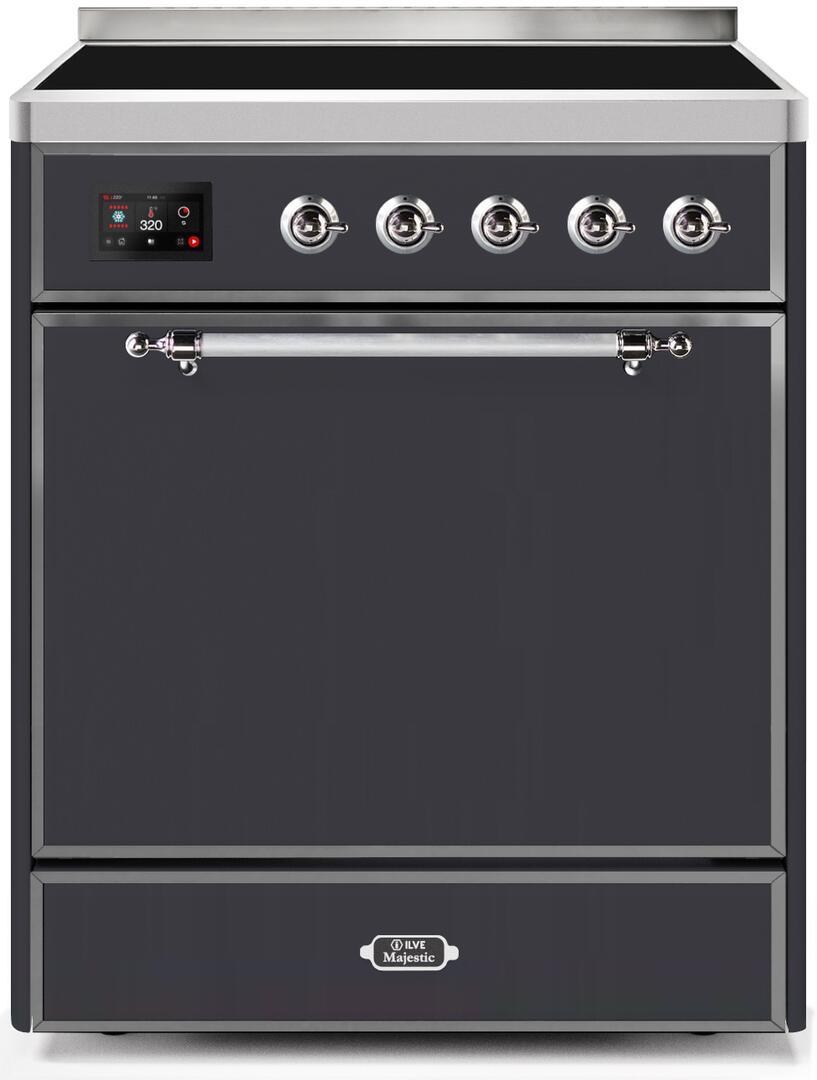 Majestic II 30 Inch Electric Freestanding Range in Matte Graphite with Chrome Trim