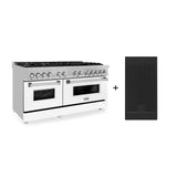 ZLINE 60 in. 7.4 cu. ft. Electric Oven and Gas Cooktop Dual Fuel Range with Griddle and White Matte Door in Fingerprint Resistant Stainless (RAS-WM-GR-60)