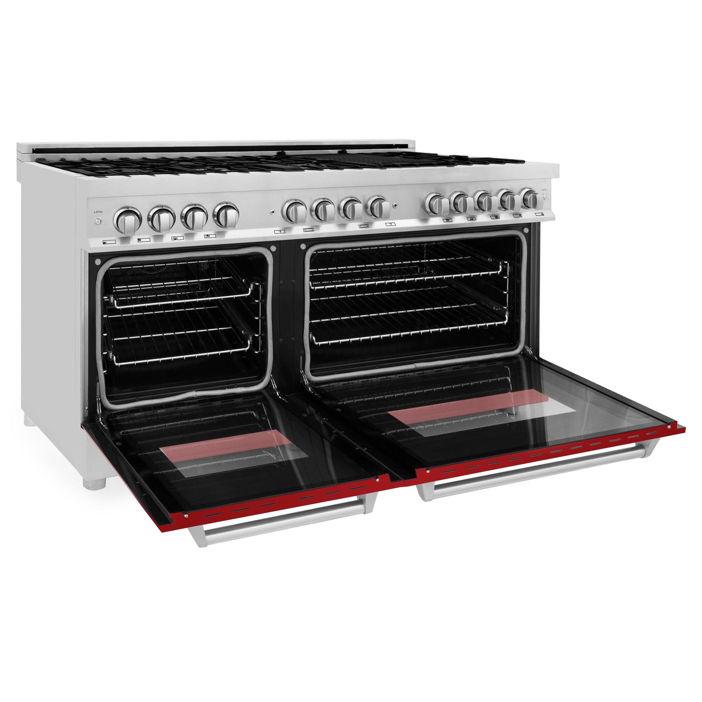 ZLINE 60 in. 7.4 cu. ft. Dual Fuel Range with Gas Stove and Electric Oven in Stainless Steel with Color Options (RA60) [Color: Red Gloss]