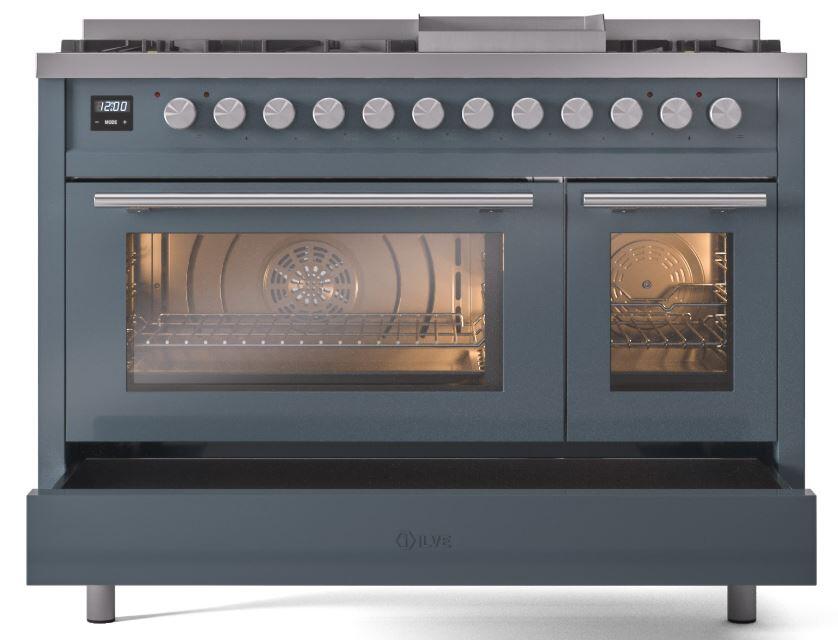 Professional Plus II 48 Inch Dual Fuel Natural Gas Freestanding Range in Blue Grey with Trim