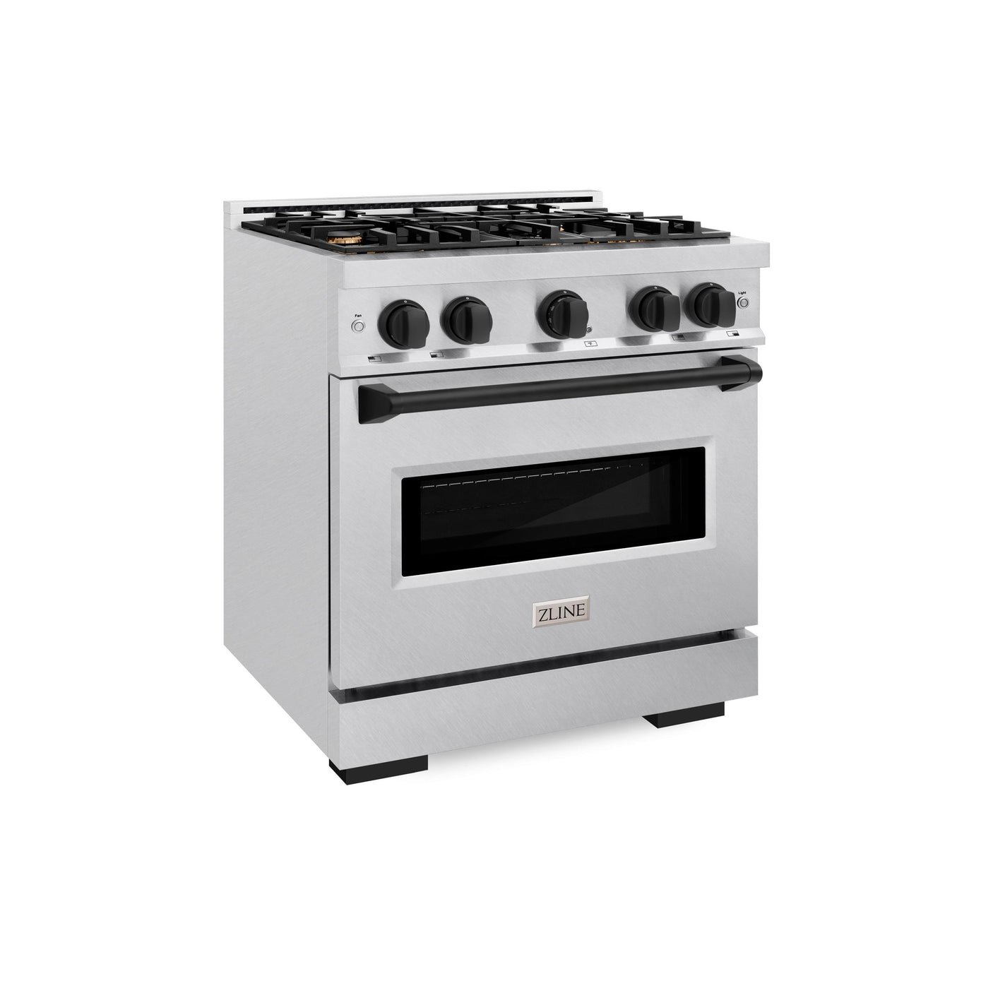 ZLINE Autograph Edition 30 in. 4.2 cu. ft. Classic Gas Range with 4 Burner Cooktop and Convection Gas Oven in Stainless Steel and Matte Black Accents (CGRZ-30-MB)