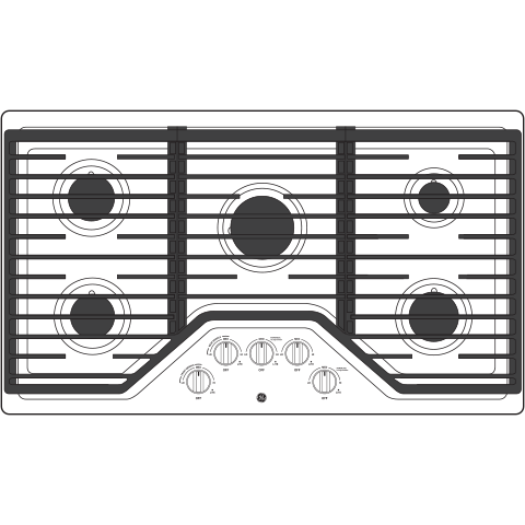 GE® 36" Built-In Gas Cooktop with 5 Burners and Dishwasher Safe Grates