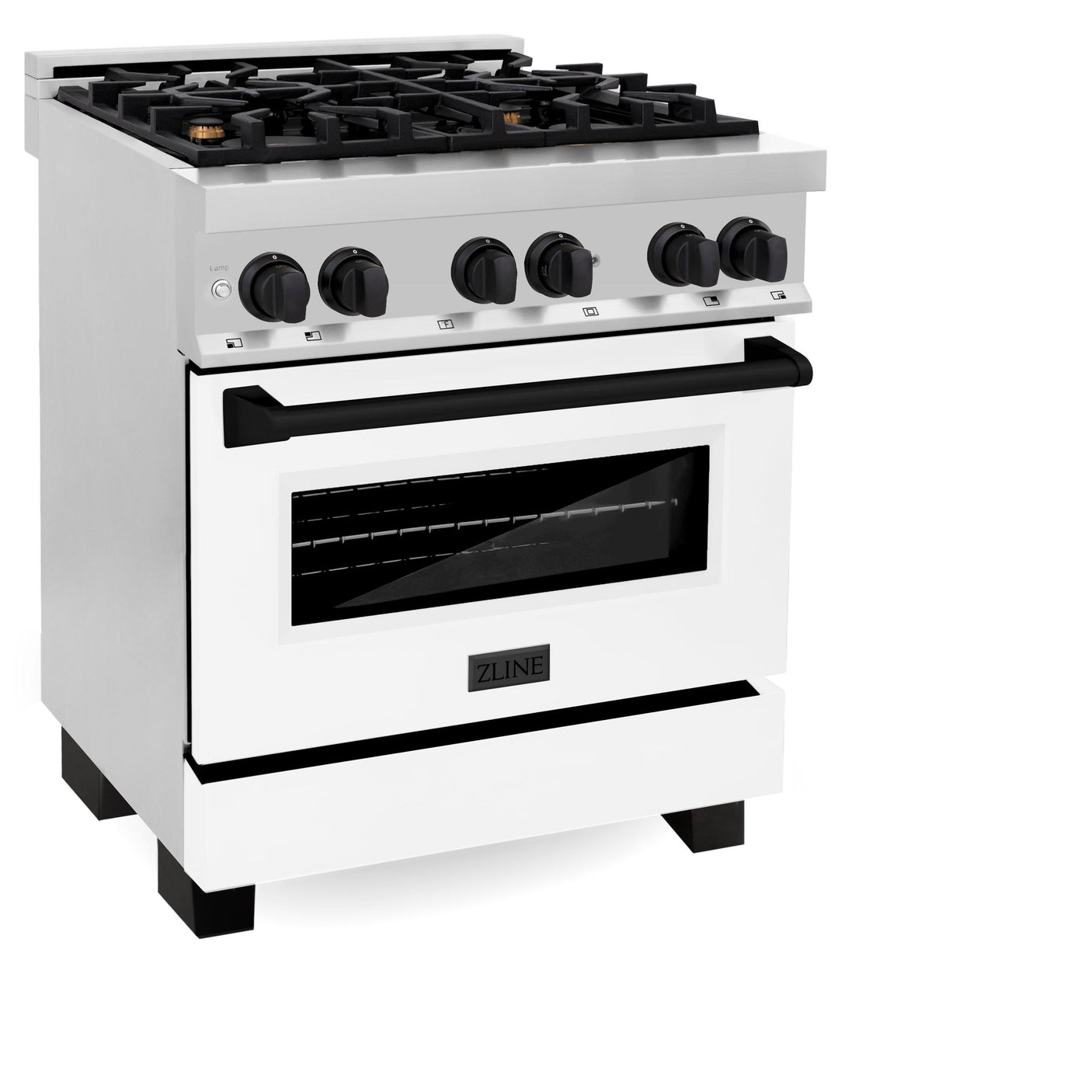 ZLINE Autograph Edition 30 in. 4.0 cu. ft. Dual Fuel Range with Gas Stove and Electric Oven in Stainless Steel with White Matte Door and Accents (RAZ-WM-30) [Color: Matte Black]