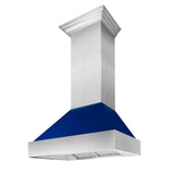 ZLINE Ducted DuraSnow Stainless Steel Range Hood with Blue Gloss Shell (8654BG)