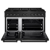 ZLINE 48 in. 6.7 cu. ft. Paramount Double Oven Dual Fuel Range with 8 Burner Gas Cooktop in Black Stainless Steel (SDRB-48)