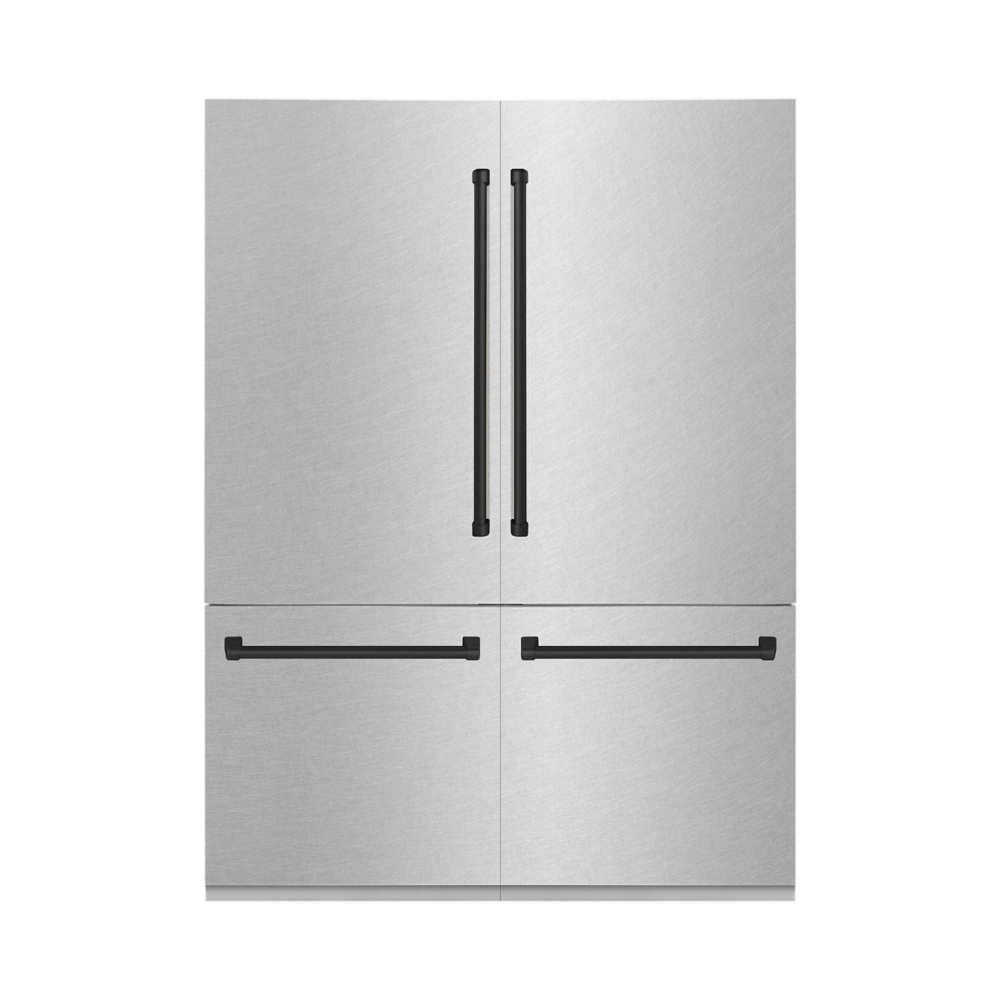 ZLINE 60" Autograph Edition 32.2 cu. ft. Built-in 4-Door French Door Refrigerator with Internal Water and Ice Dispenser in Fingerprint Resistant Stainless Steel with Matte Black Accents (RBIVZ-SN-60-MB)