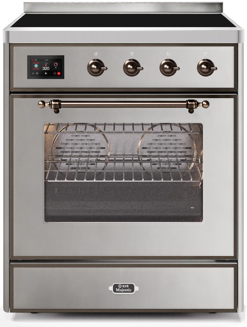 Majestic II 30 Inch Electric Freestanding Range in Stainless Steel with Bronze Trim