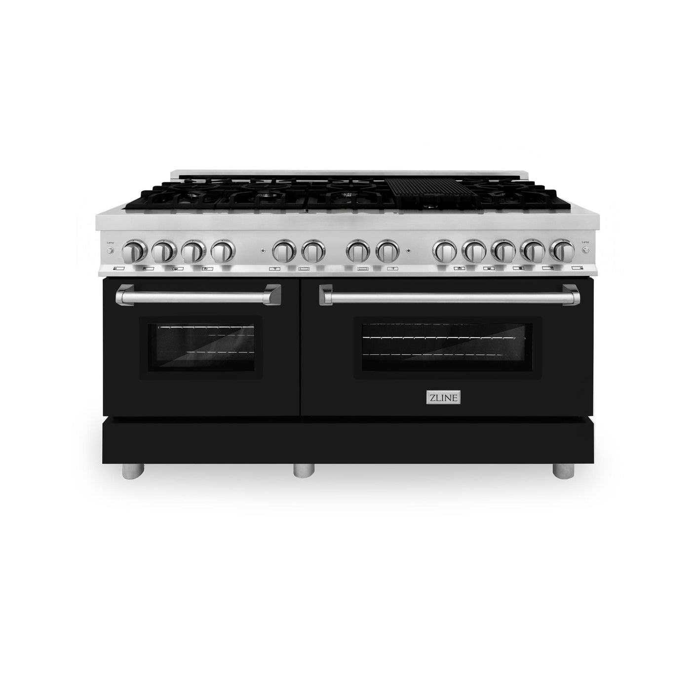 ZLINE 60 in. 7.4 cu. ft. Dual Fuel Range with Gas Stove and Electric Oven in Stainless Steel with Color Options (RA60) [Color: Black Matte]