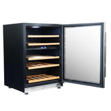 43 Bottle DESIGNER Series Dual-Zone Wine Cooler - Stainless Steel with Black Cabinet / 43 Bottles