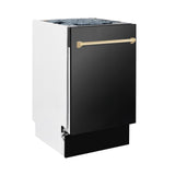 ZLINE Autograph Edition 18 Compact 3rd Rack Top Control Dishwasher in Black Stainless Steel with Accent Handle, 51dBa (DWVZ-BS-18) [Color: Gold]