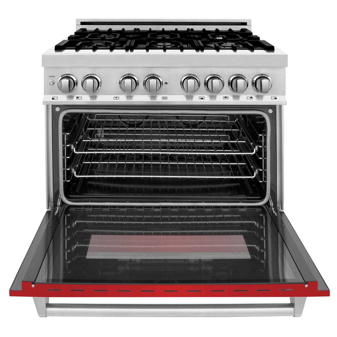 ZLINE 36 in. Dual Fuel Range with Gas Stove and Electric Oven in Stainless Steel (RA36) [Color: Red Matte]