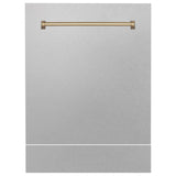 ZLINE 24 in. Autograph Edition Tallac Dishwasher Panel with Champagne Bronze Handle and Color Options (DPVZ-24-CB) [Color: Stainless Steel with Champagne Bronze Handle]