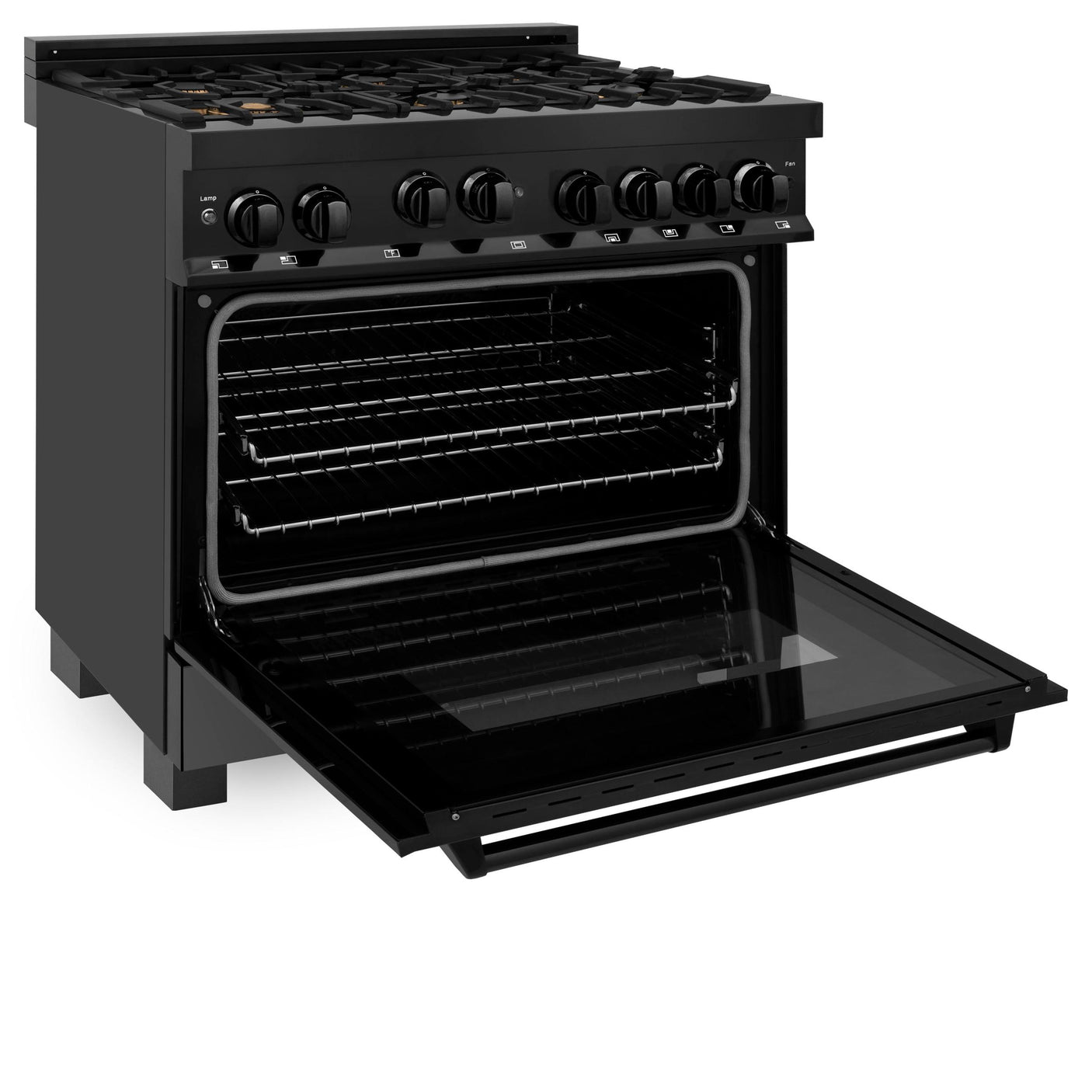 ZLINE 36" 4.6 cu. ft. Range with Gas Stove and Gas Oven in Black Stainless Steel with Brass Burners (RGB-BR-36)