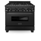 ZLINE 36 in. Black Stainless 4.6 cu.ft. 6 Gas Burner/Electric Oven Range (RAB-36)