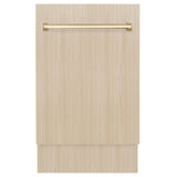 ZLINE Autograph Edition 18? Tallac Series 3rd Rack Top Control Dishwasher in Custom Panel Ready with Polished Gold Handle, 51dBa (DWVZ-18-G)