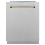 ZLINE Autograph Edition 24" 3rd Rack Top Touch Control Tall Tub Dishwasher in DuraSnow Stainless Steel with Accent Handle, 45dBa (DWMTZ-SN-24) [Color: Champagne Bronze]